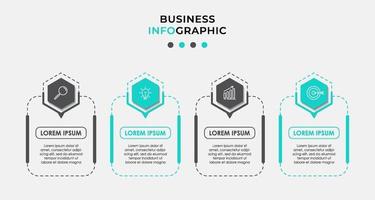 Infografik-Designvorlage mit Symbolen und 4 Optionen oder Schritten vektor