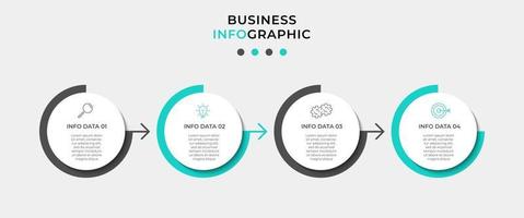 Infografik-Designvorlage mit Symbolen und 4 Optionen oder Schritten vektor