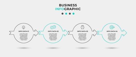 Infografik-Designvorlage mit Symbolen und 4 Optionen oder Schritten vektor