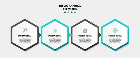 Infografik-Designvorlage mit Symbolen und 4 Optionen oder Schritten vektor