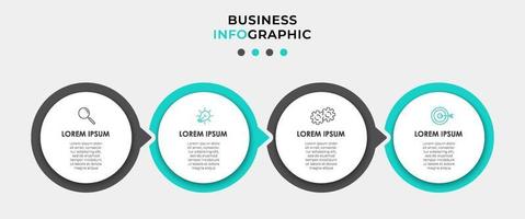 Infografik-Designvorlage mit Symbolen und 4 Optionen oder Schritten vektor