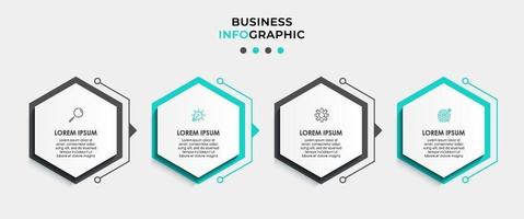 Infografik-Designvorlage mit Symbolen und 4 Optionen oder Schritten vektor