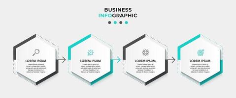 Infografik-Designvorlage mit Symbolen und 4 Optionen oder Schritten vektor