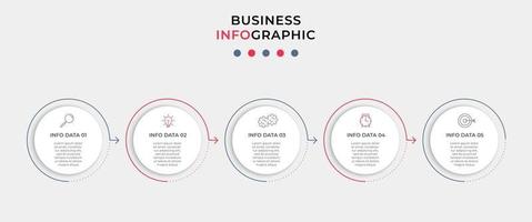 Infografik-Designvorlage mit Symbolen und 5 Optionen oder Schritten vektor