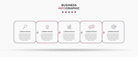 Infografik-Designvorlage mit Symbolen und 5 Optionen oder Schritten vektor