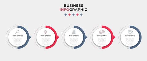 Infografik-Designvorlage mit Symbolen und 5 Optionen oder Schritten vektor