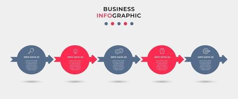 Infografik-Designvorlage mit Symbolen und 5 Optionen oder Schritten vektor