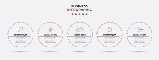 Infografik-Designvorlage mit Symbolen und 5 Optionen oder Schritten vektor