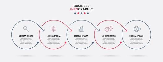 Infografik-Designvorlage mit Symbolen und 5 Optionen oder Schritten vektor