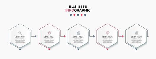 Infografik-Designvorlage mit Symbolen und 5 Optionen oder Schritten vektor