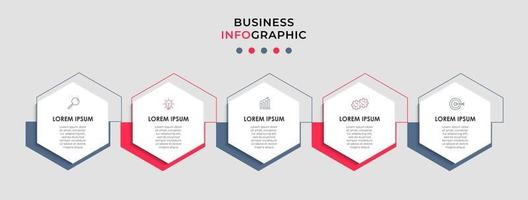 Infografik-Designvorlage mit Symbolen und 5 Optionen oder Schritten vektor