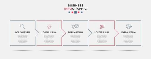 Infografik-Designvorlage mit Symbolen und 5 Optionen oder Schritten vektor