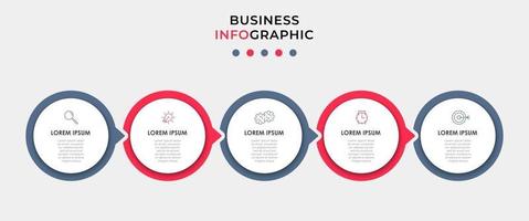 Infografik-Designvorlage mit Symbolen und 5 Optionen oder Schritten vektor