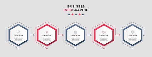 Infografik-Designvorlage mit Symbolen und 5 Optionen oder Schritten vektor