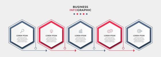 Infografik-Designvorlage mit Symbolen und 5 Optionen oder Schritten vektor