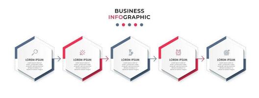 Infografik-Designvorlage mit Symbolen und 5 Optionen oder Schritten vektor