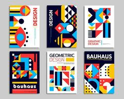 abstrakt Bauhaus Plakate. geometrisch Muster einstellen vektor