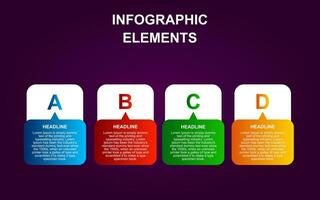 design infographic element 4 steg alternativ för presentationer, affischer, layouter, diagram och banderoller med full Färg. vektor