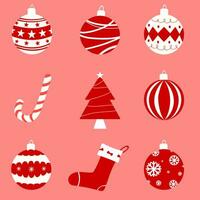 einstellen von Weihnachten Bälle und Weihnachten Ornamente 12 Symbole Symbol Vektor