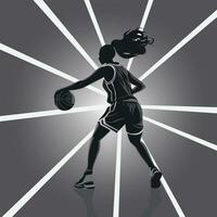 Frauen Fachmann Basketball Spieler Silhouette vektor