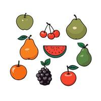 Früchte mit Birne, Apfel, Wassermelone, Traube vektor