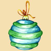 vattenfärg jul leksak, element. vektor illustration. hand dragen prydnad decortion ny år Semester 2023 jul träd boll.
