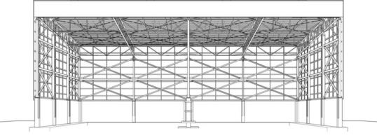 3d illustration av industriell byggnad vektor