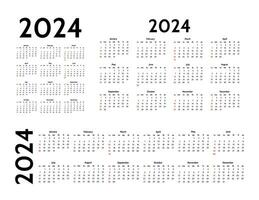 kalender för 2024 isolerat på en vit bakgrund vektor