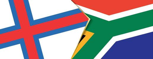 Färöer Inseln und Süd Afrika Flaggen, zwei Vektor Flaggen.
