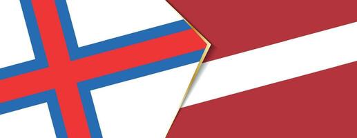 faroe öar och lettland flaggor, två vektor flaggor.