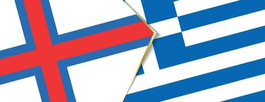 Färöer Inseln und Griechenland Flaggen, zwei Vektor Flaggen.