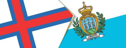 Färöer Inseln und san Marino Flaggen, zwei Vektor Flaggen.