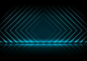 dunkel Blau Neon- Laser- Quadrate Technologie Hintergrund vektor