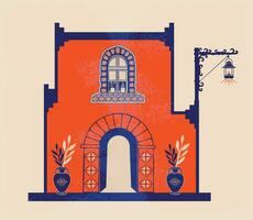 abstrakt arkitektur posters enkel geometrisk. marockansk samtida abstrakt geometrisk. islamic arab orientalisk stil fönster, dörrar, trappa och valv affisch uppsättning mitten århundrade vektor bild.
