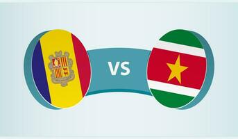 Andorra gegen Surinam, Mannschaft Sport Wettbewerb Konzept. vektor