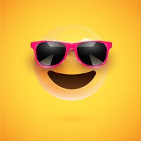 Hoch-ausführlicher smiley 3D mit Sonnenbrille auf einem bunten Hintergrund, Vektorillustration vektor