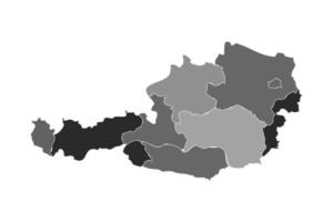 grau geteilte Karte von Österreich vektor