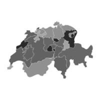 grå delad karta över Schweiz vektor