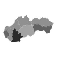 grå uppdelad karta över Slovakien vektor
