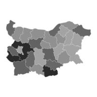 grå delad karta över Bulgarien vektor