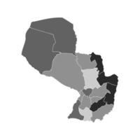 grau geteilte Karte von Paraguay vektor