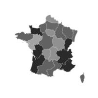 grå delad karta över Frankrike vektor