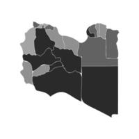 grå uppdelad karta över Libyen vektor