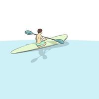 Junge, der Paddle-Board auf dem Meer spielt vektor