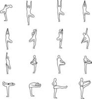 yogaställningar vektorillustration disposition skiss handritad vektor