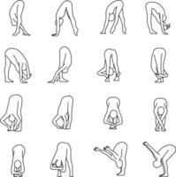 Yoga-Posen Vektor-Illustration Umrissskizze handgezeichnet vektor