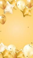 Grattis på födelsedagen Grattis banner design med konfetti, ballonger vektor