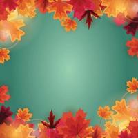 höstens naturliga bakgrundsmall med fallande löv vektor