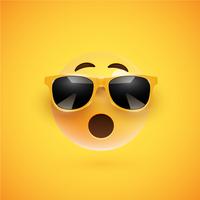 Hoch-ausführlicher smiley 3D mit Sonnenbrille auf einem bunten Hintergrund, Vektorillustration vektor