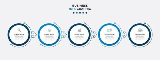 Infografik-Designvorlage mit Symbolen und 5 Optionen oder Schritten vektor